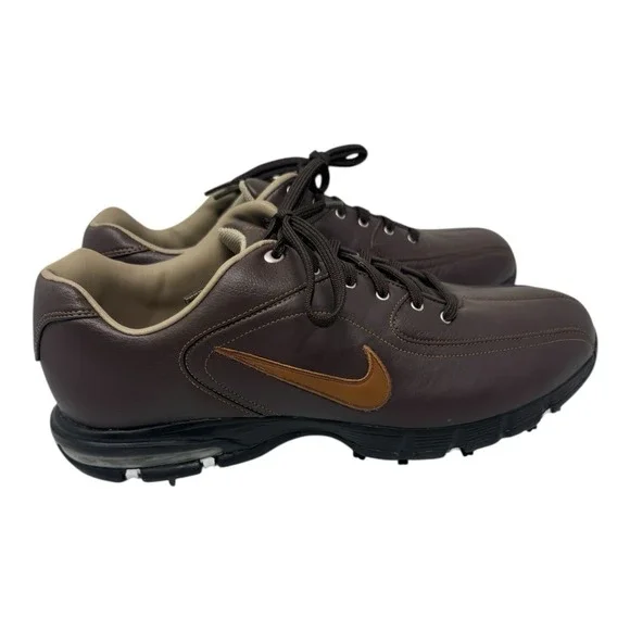 Nike 🔥Air Max Revive‎ Mens ⛳️Brown Leather Golf Shoes Size 11Spikes
